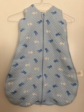 Blue Quilted Baby Sleep Sack with Whale Print